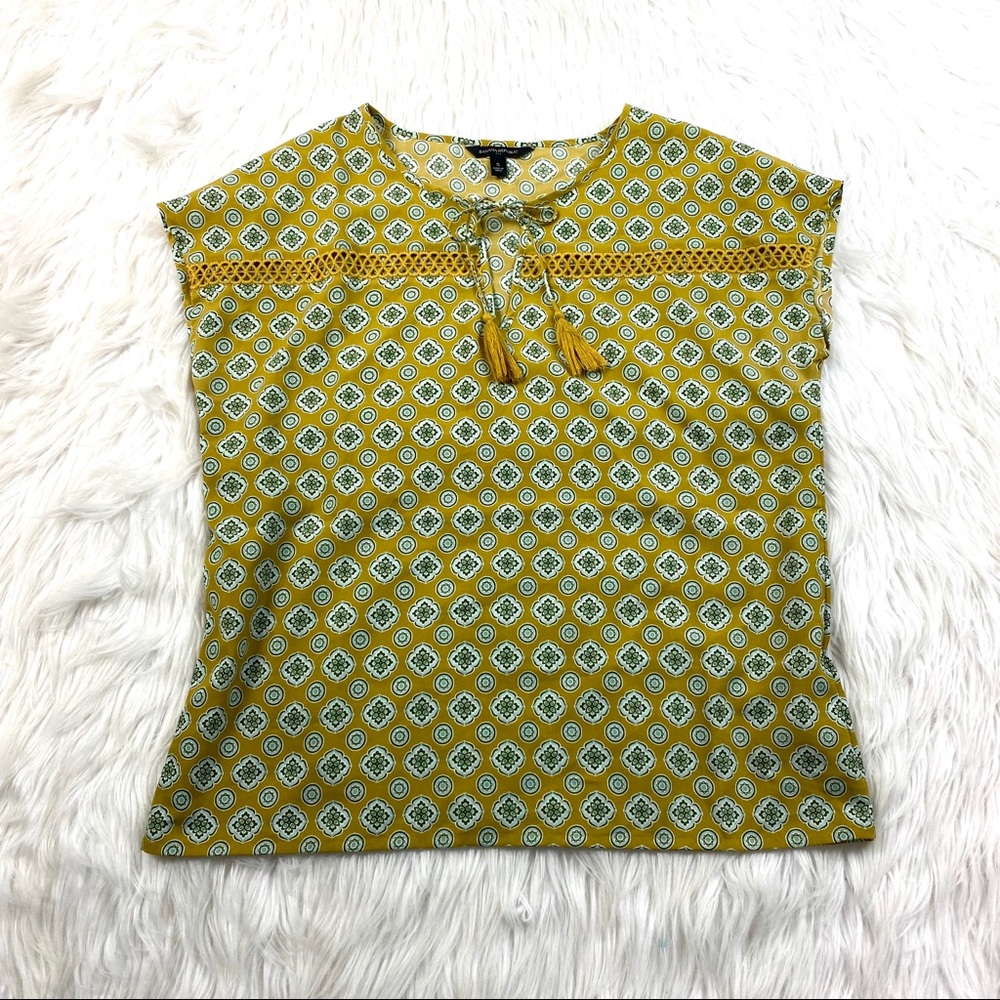 Banana Republic Geometric Print Tassel Top Blouse